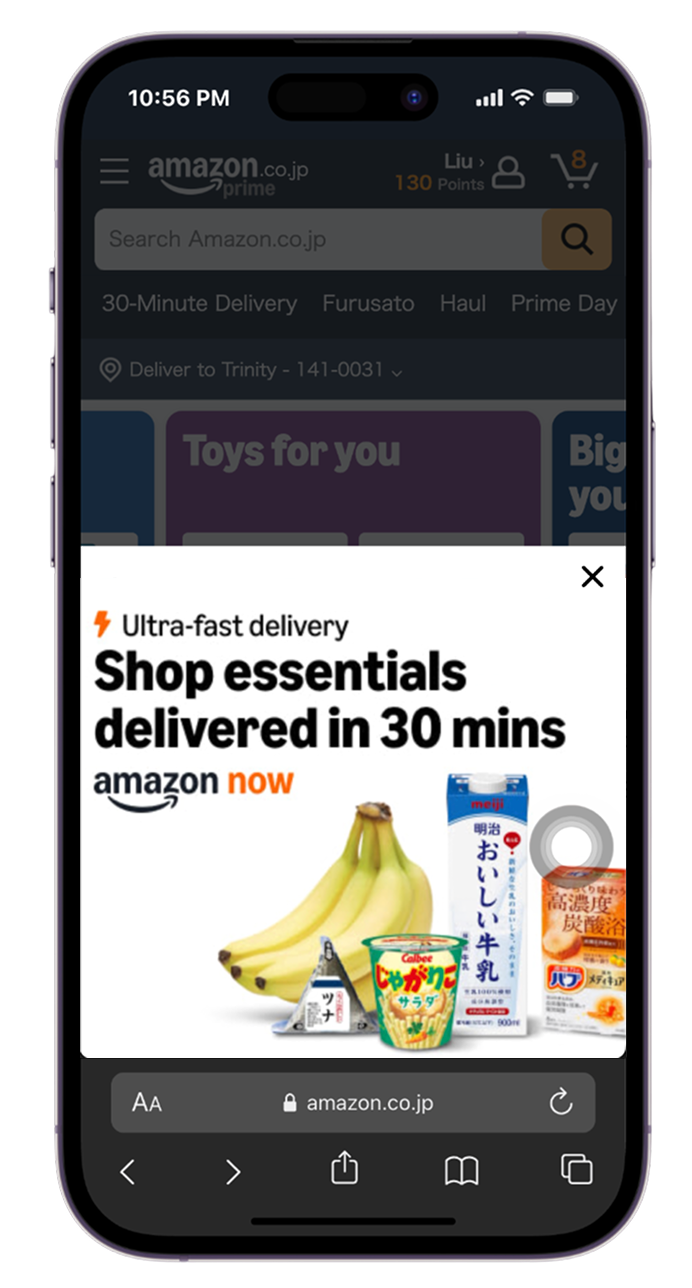 Amazon Now 30-minute delivery launch experience